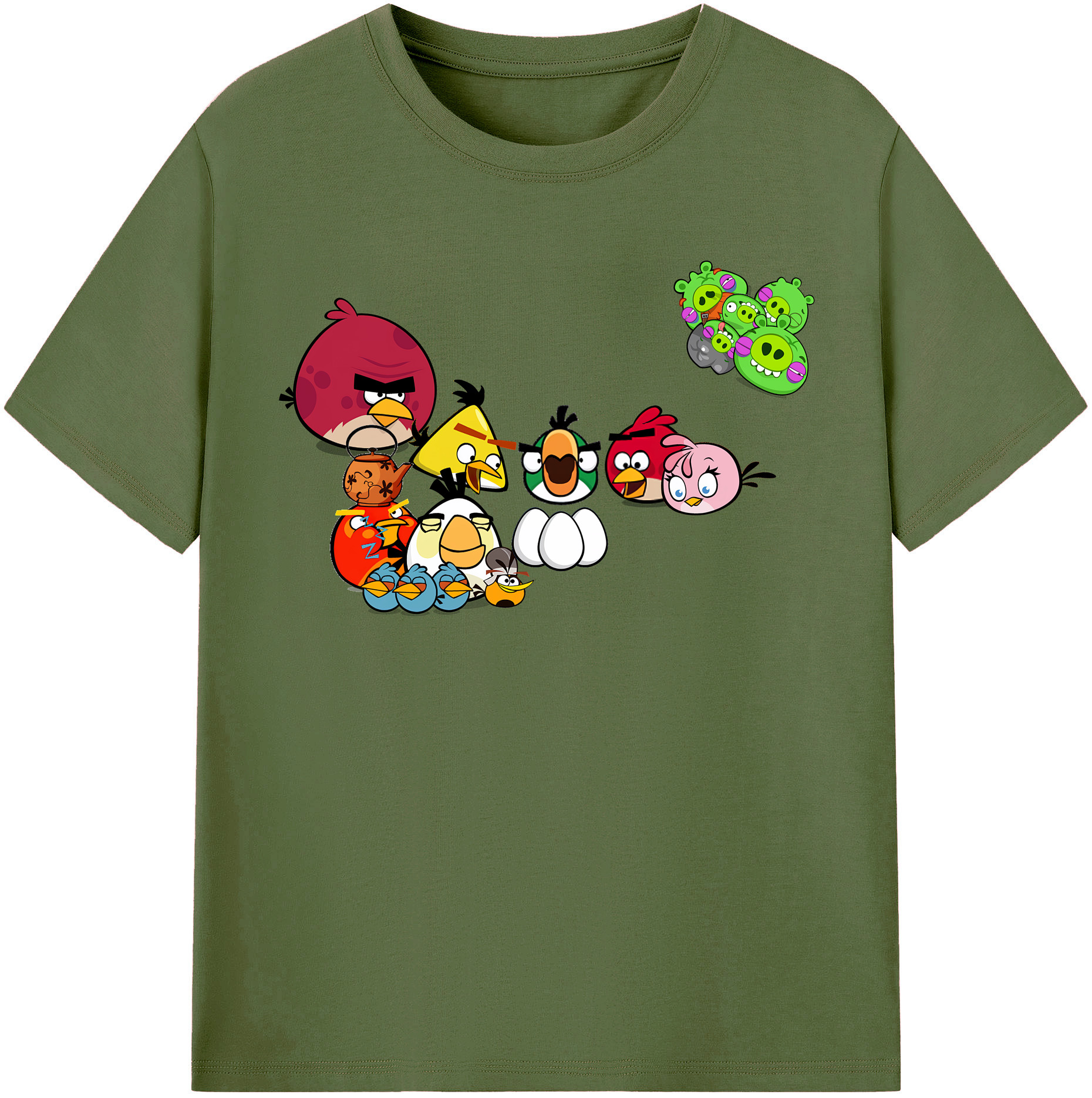 （画像用） Angry Birds アングリーバード 綿100％半袖Tシャツ（フロントプリント）